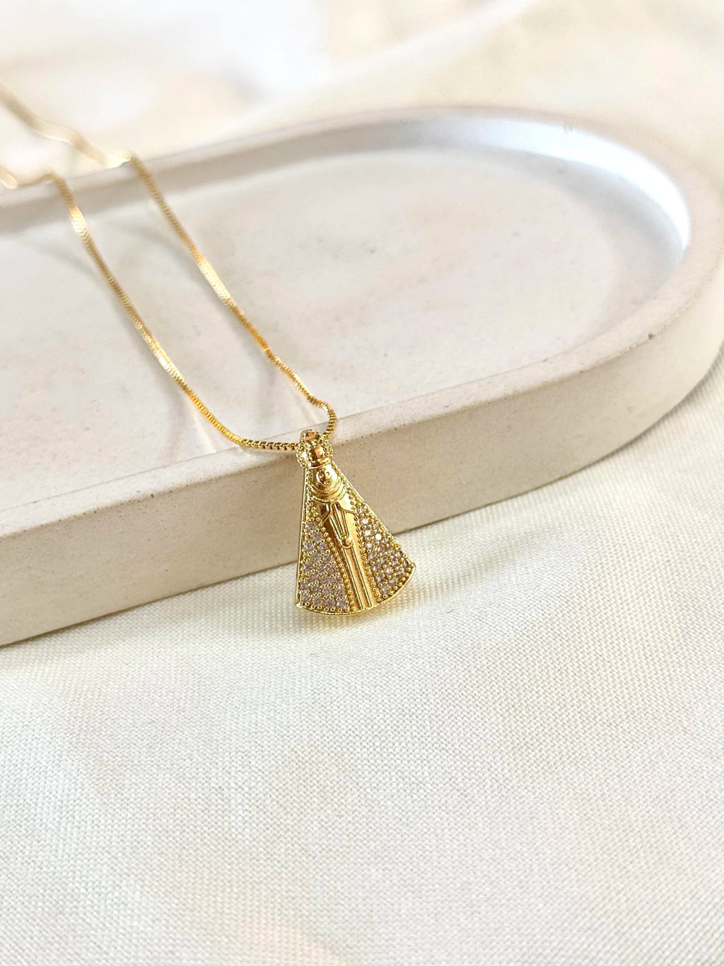 Colar Nossa Senha Aparecida cravejada