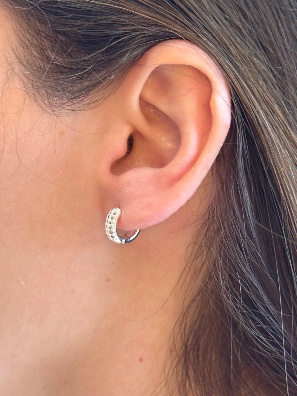 Argola redonda click cravejada P