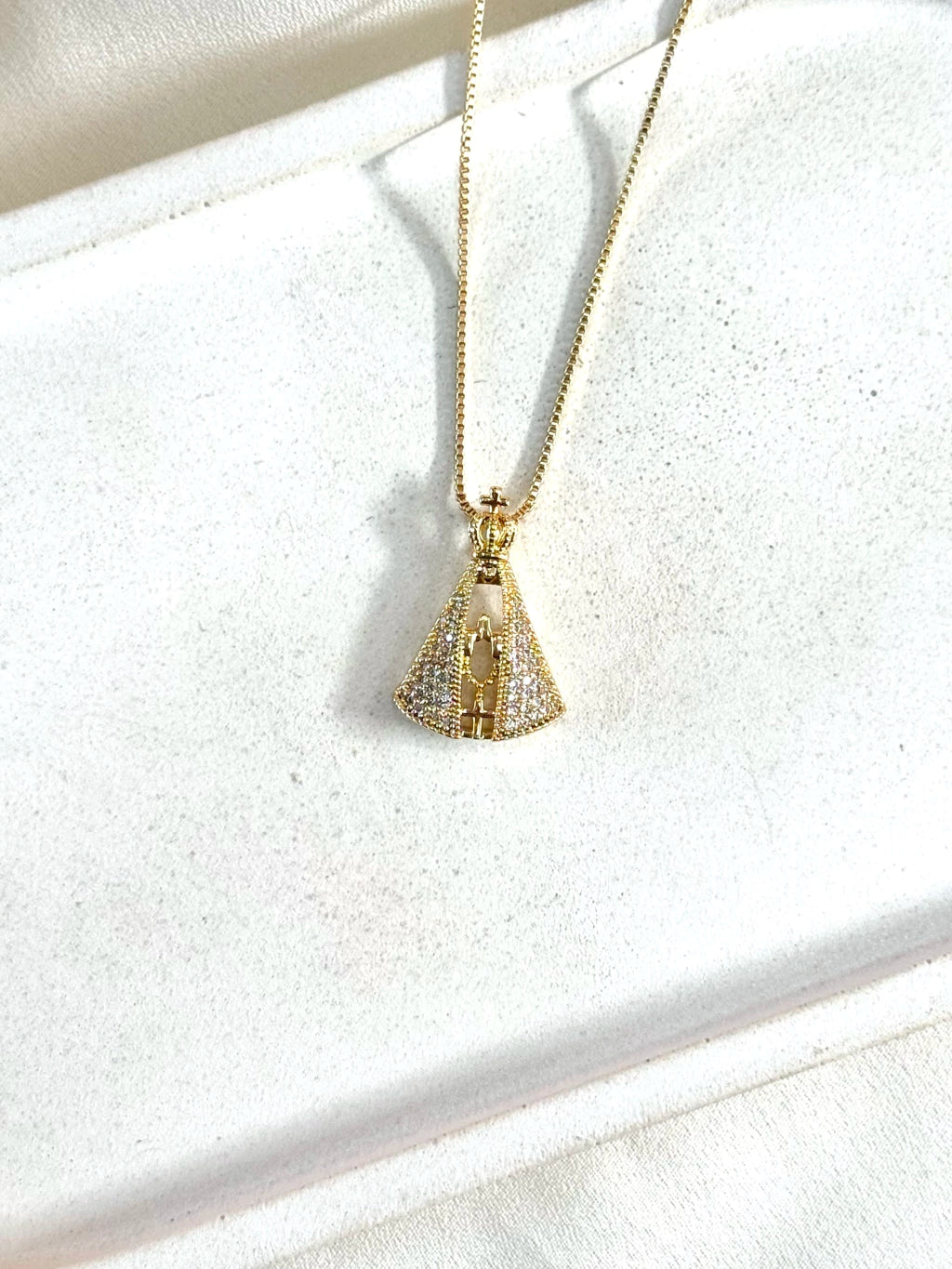 Colar Nossa Senhora Aparecida cravejada