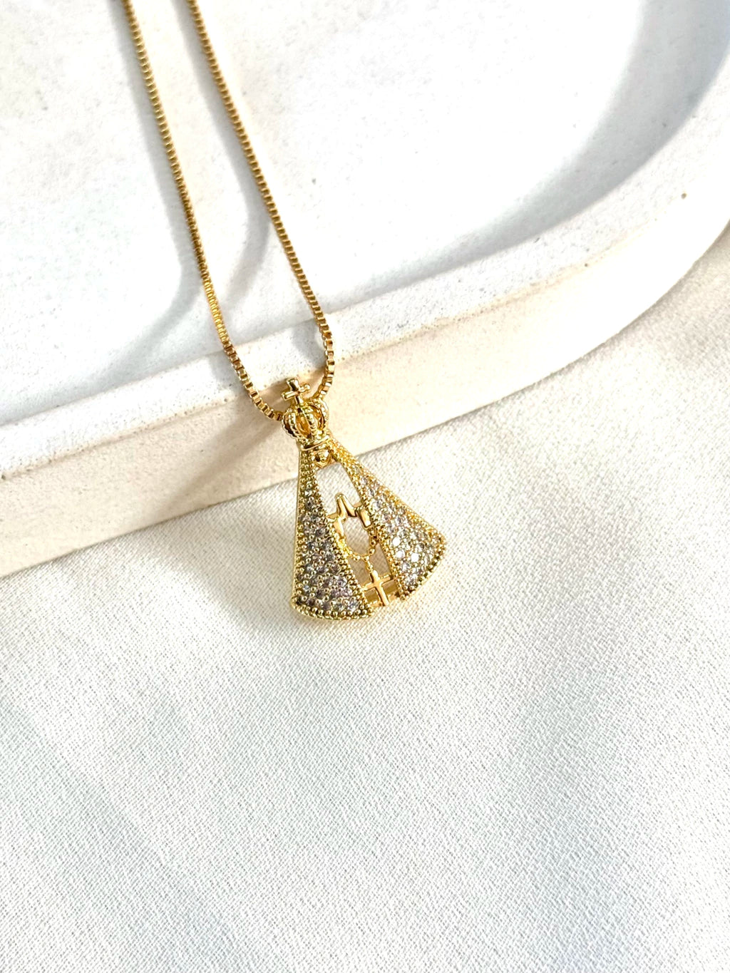 Colar Nossa Senhora Aparecida cravejada