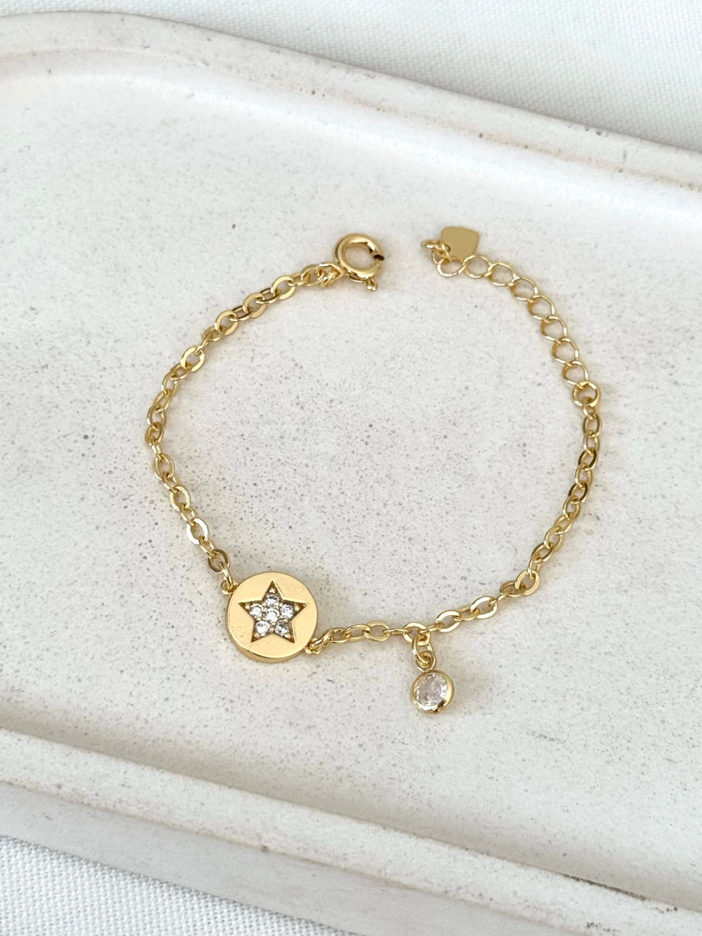 Pulseira infantil flor e cristal