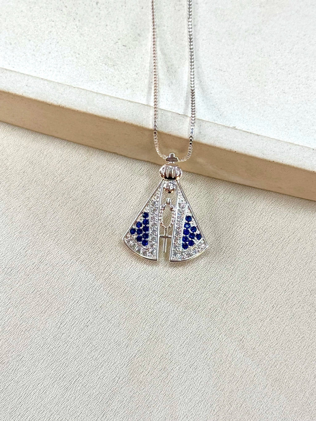 Colar Nossa Senhora Aparecida manto azul