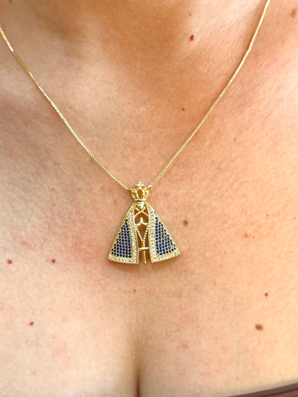 Colar Nossa Senhora Aparecida manto Azul